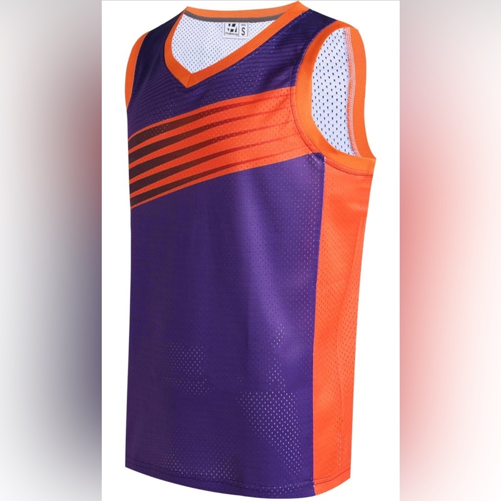 Purple and Orange Athletic basketball jersey